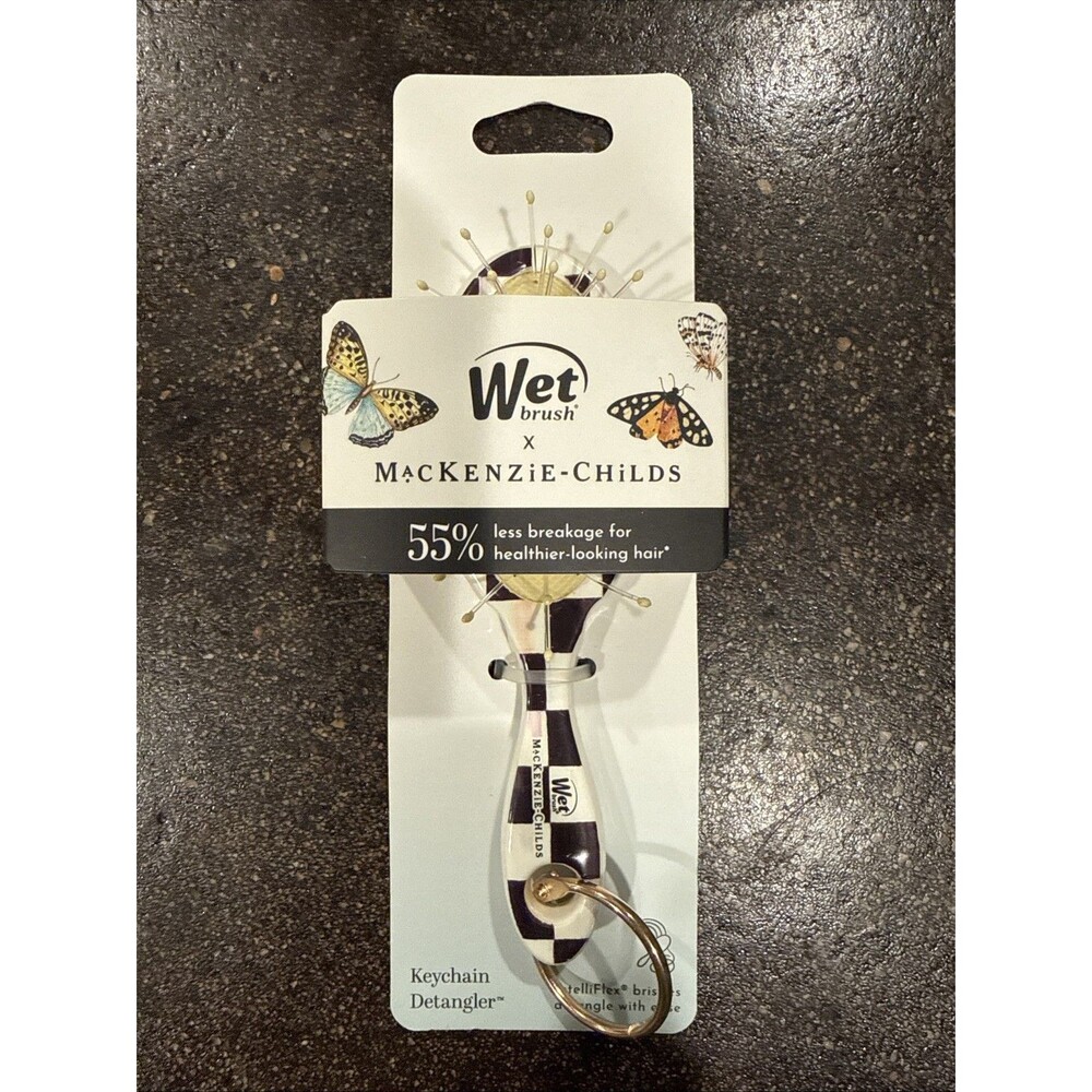 MacKenzie-Childs x Wet Brush Courtly Check Keychain Detangler Hair Brush ~ NEW